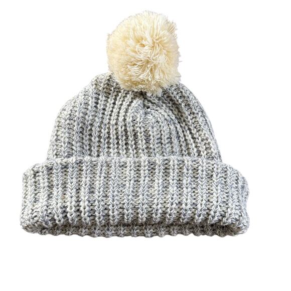 Nucor Hertford County Pom Beanie Hat Womens Gray Knit Winter Cap - Picture 2 of 9